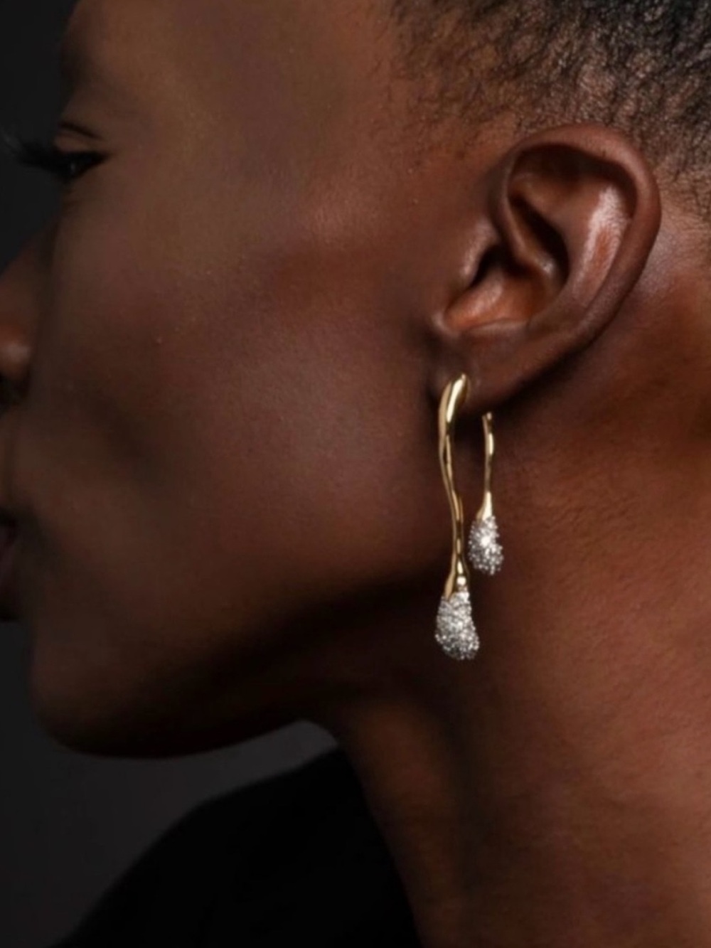 Sculptural Molten Gold Crystal Earrings